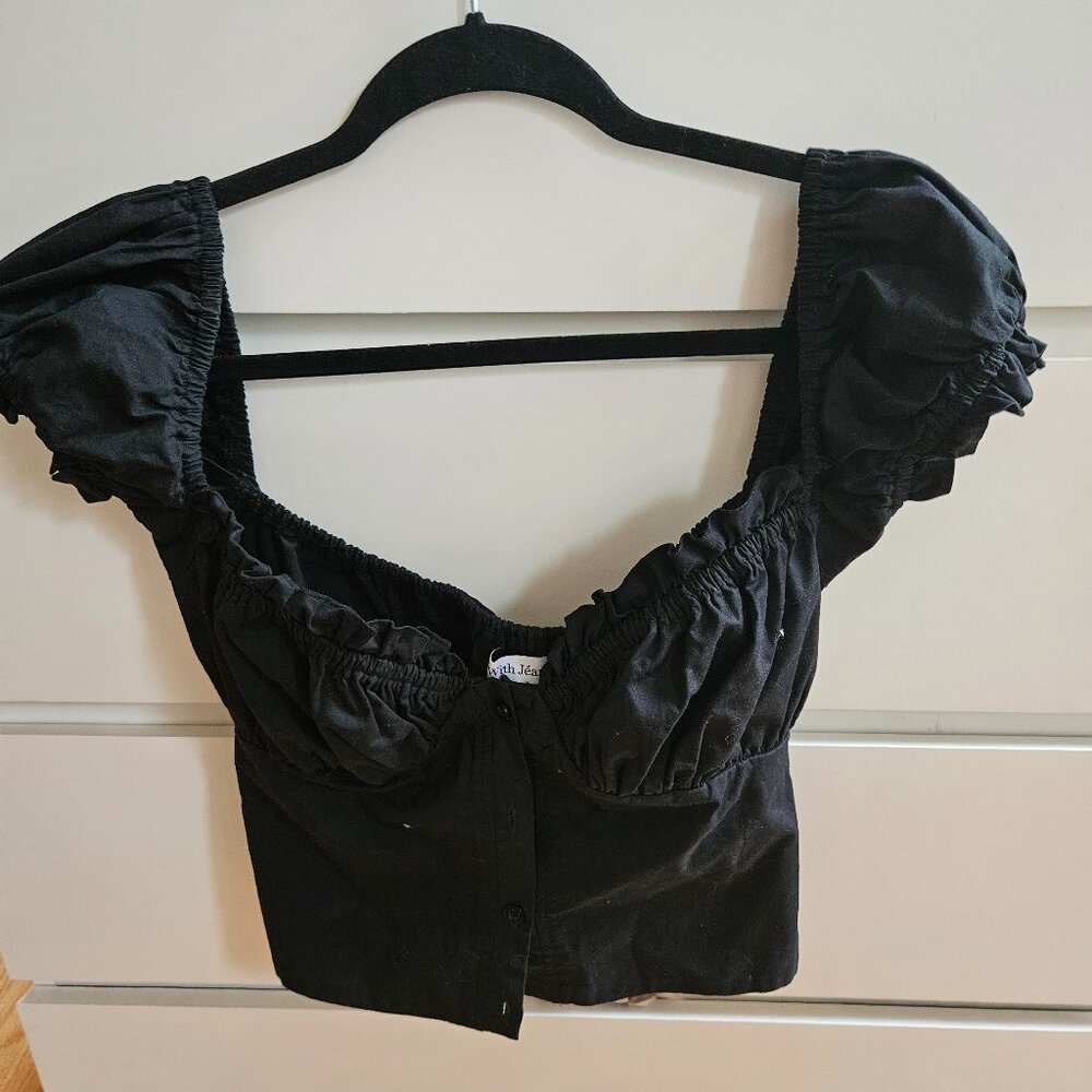 With Jean Black Remi Top